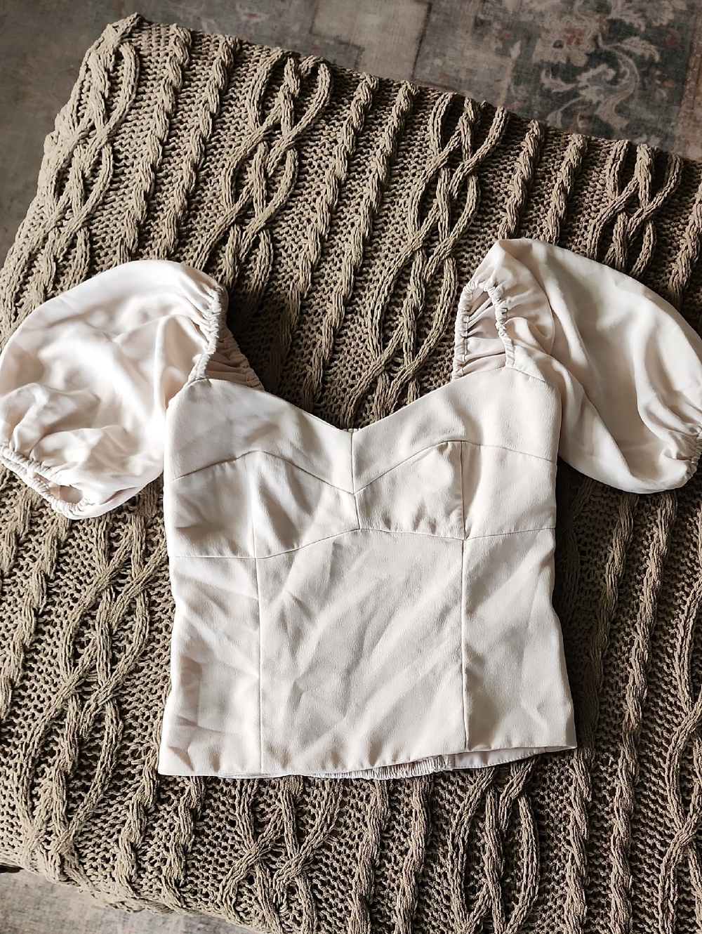 Abercrombie & Fitch Cream Puff-Sleeve Blouse